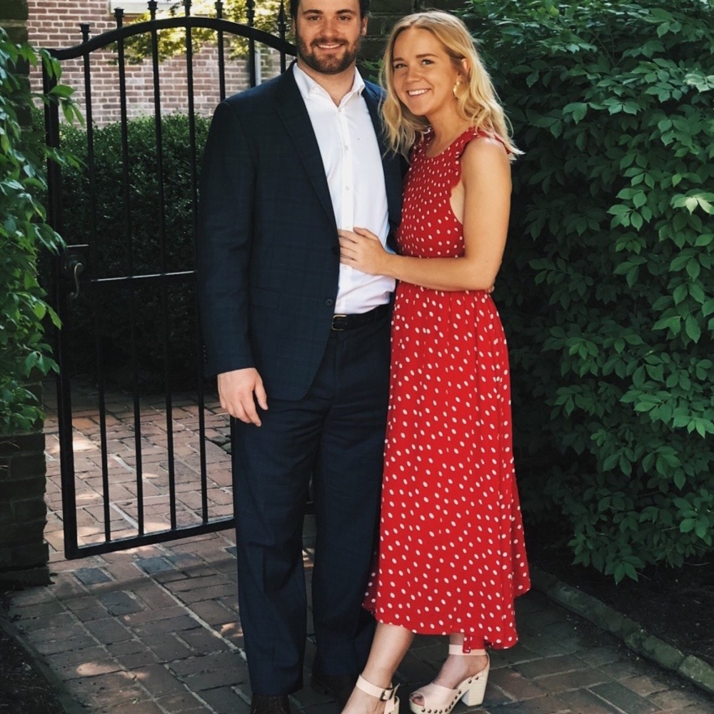 Free People Red Polka Dot Smocked Midi Dress